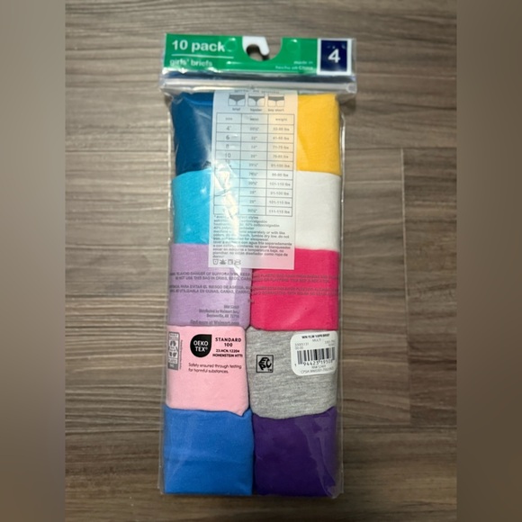 Wonder Nation Cotton Colorful Girls' Briefs 10-Pack size 4-NWT - Picture 2 of 3